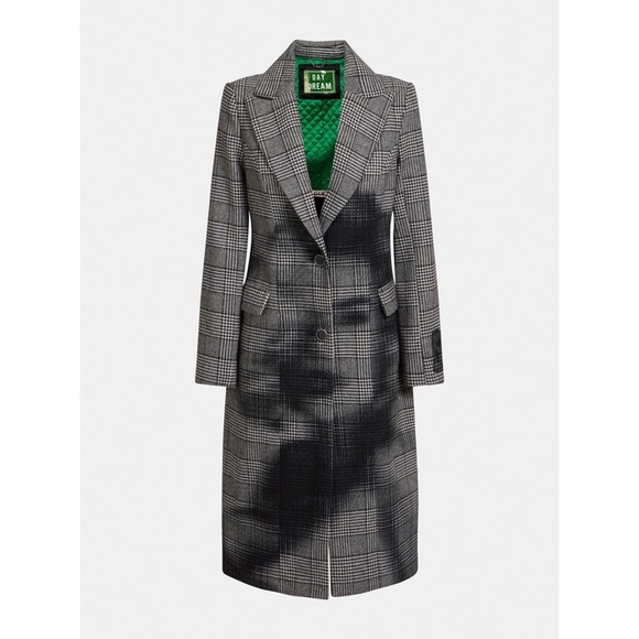 New GUESS Adele Wool blend print Coat SZ S - Picture 4 of 5